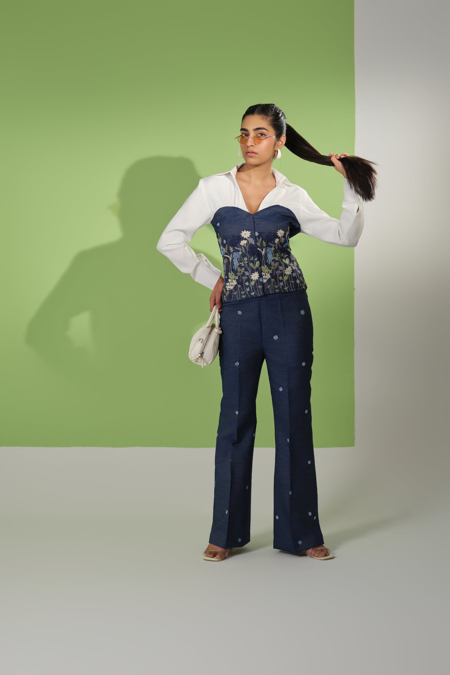 Denim Bloom Corset Co-Ord Set