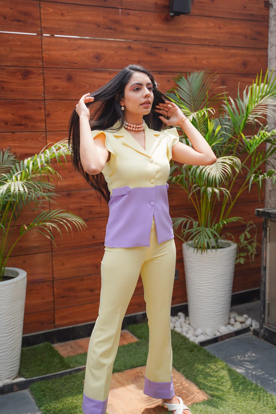 Dual Tone Blazer Co-Ord Set