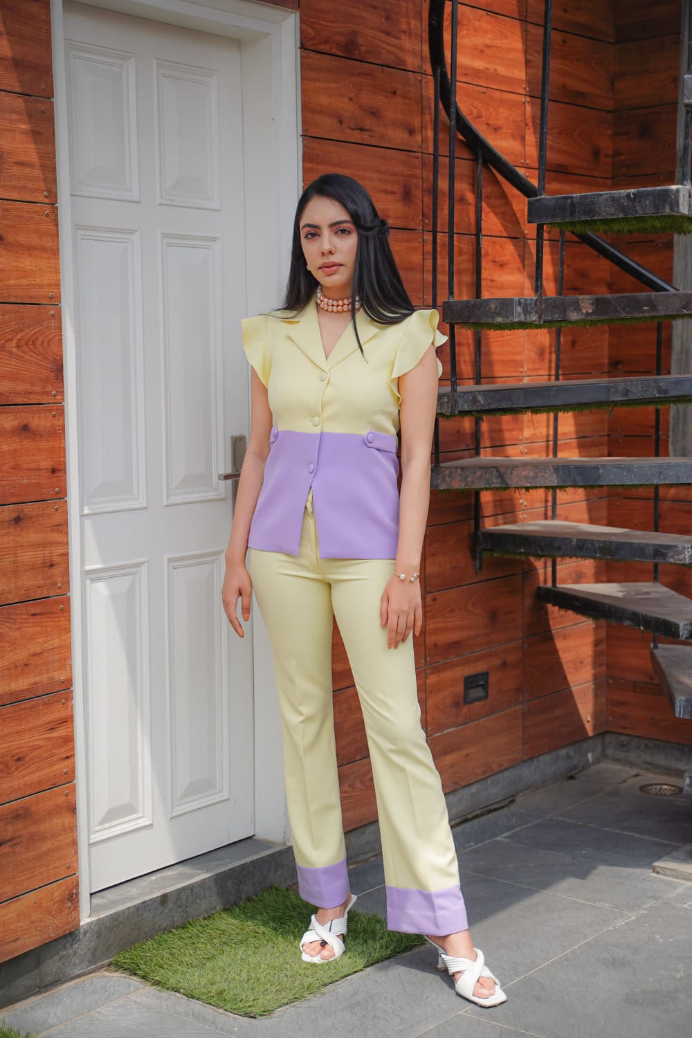 Dual Tone Blazer Co-Ord Set