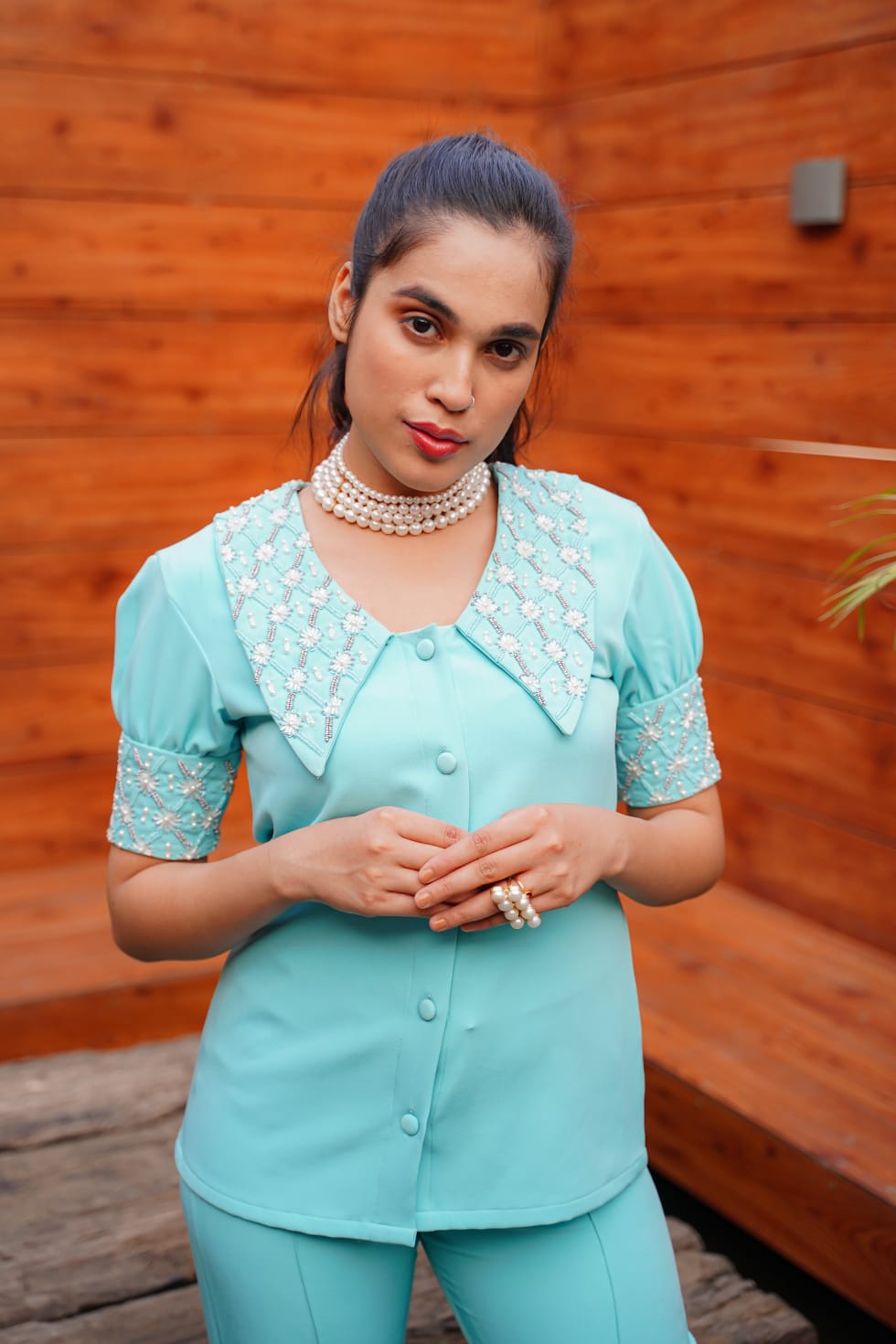 Gloria Co-Ord With Pearl Embroidery