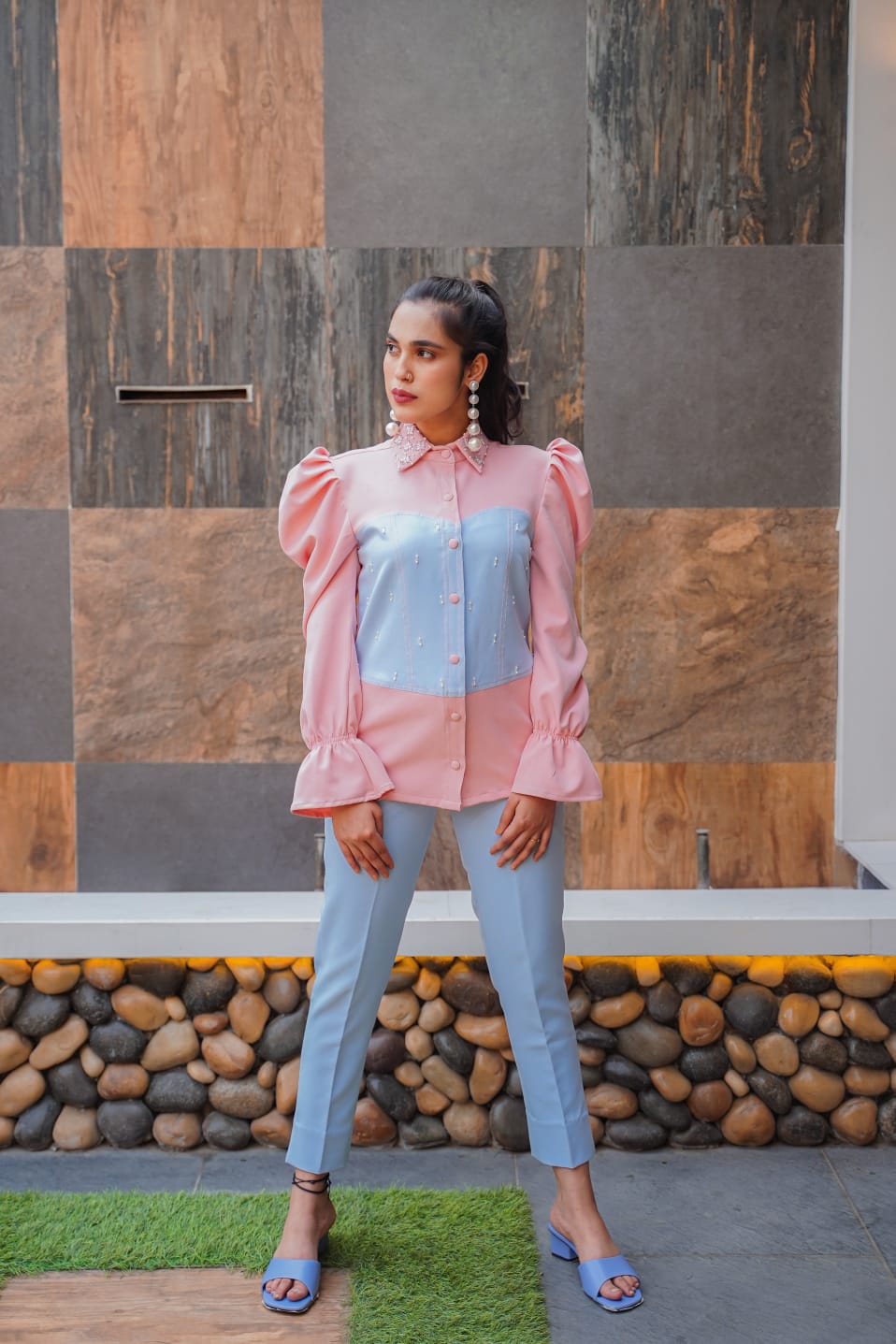 Collar Block Shirt Co-Ord
