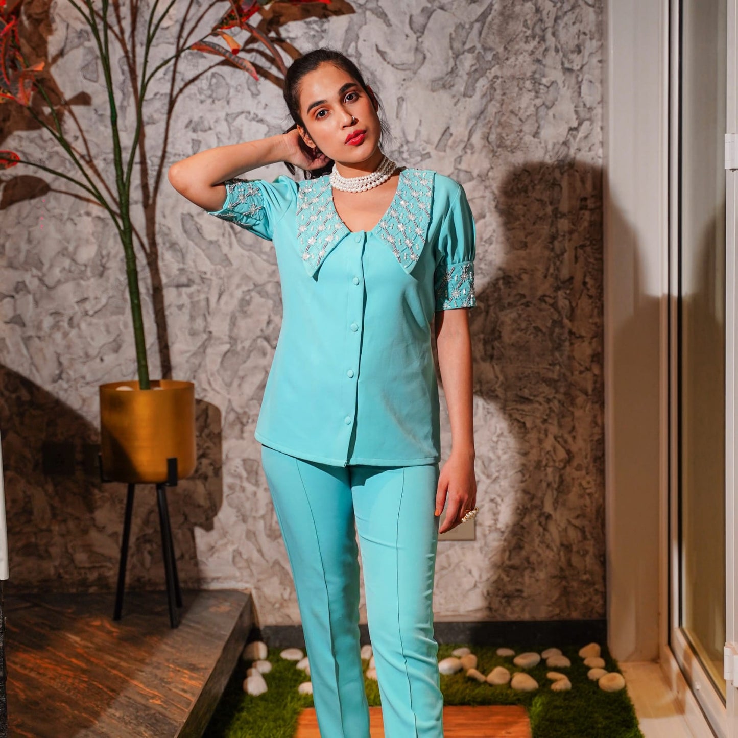 Gloria Co-Ord With Pearl Embroidery